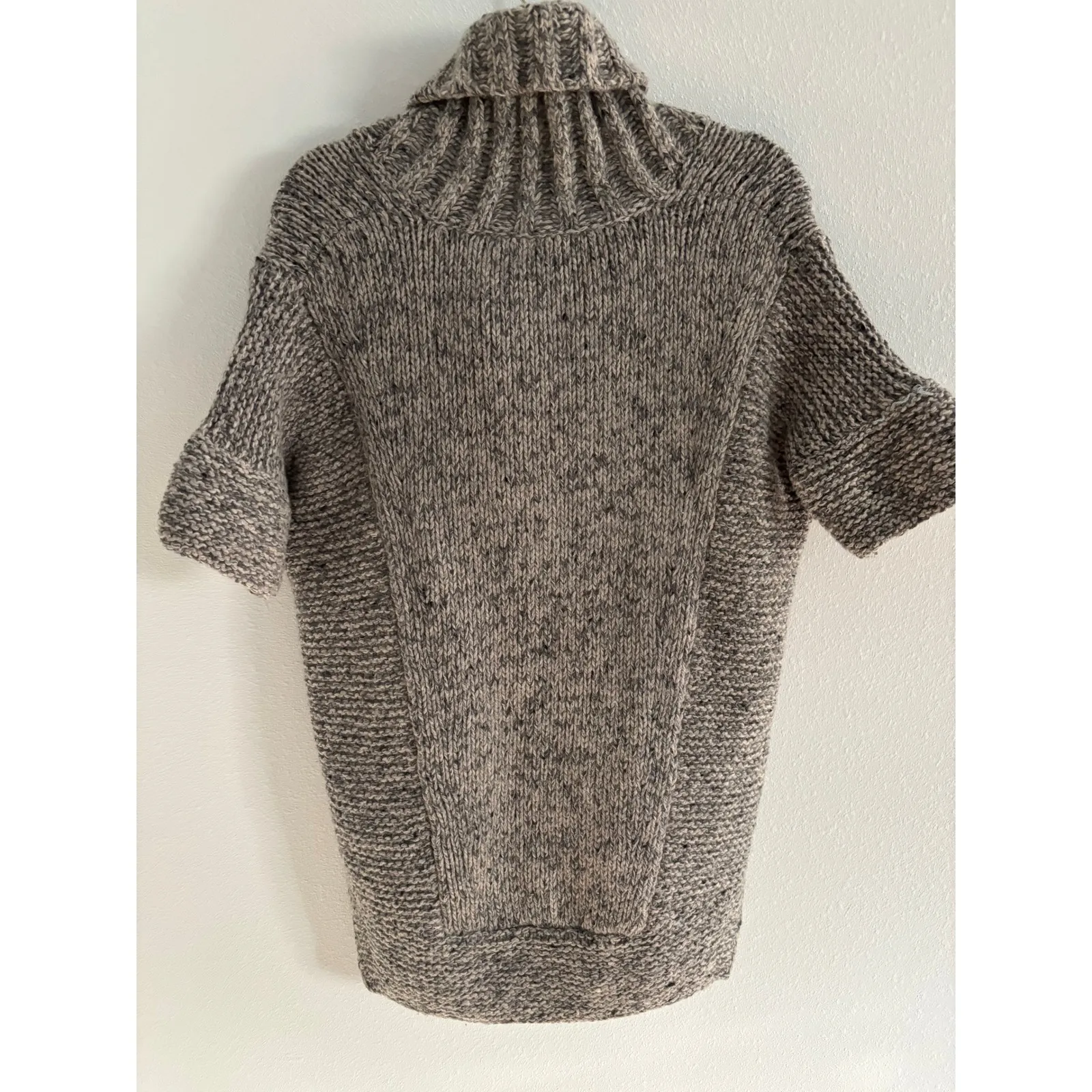 Theory Wool Sweater Womens Petite Gray Short Sleeve Chunky Cashmere Y2K Preppy - Image 2