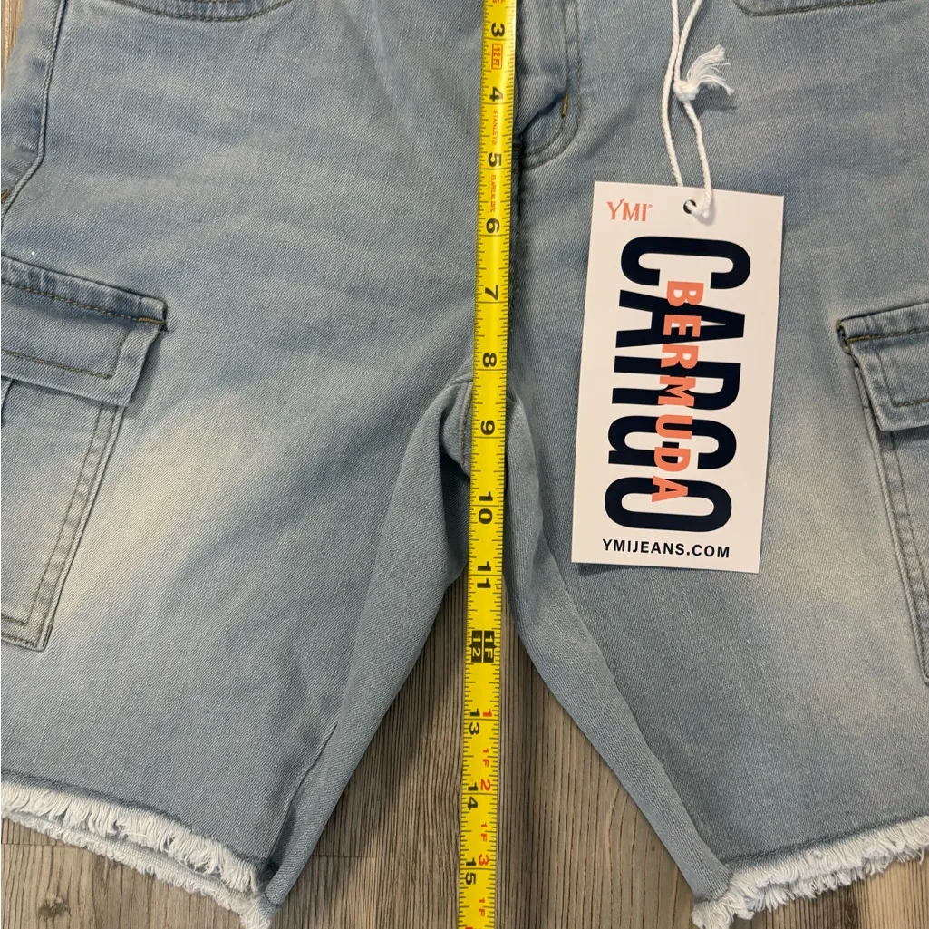 YMI NWT Light Blue Cargo Denim Bermuda Shorts with stretch - Image 5