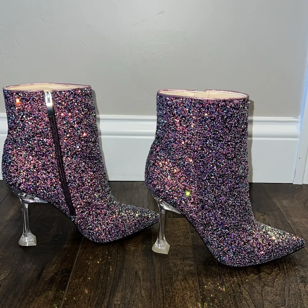 NEW  Tonight Purple Glitter Heeled Ankle Boot - Image 4