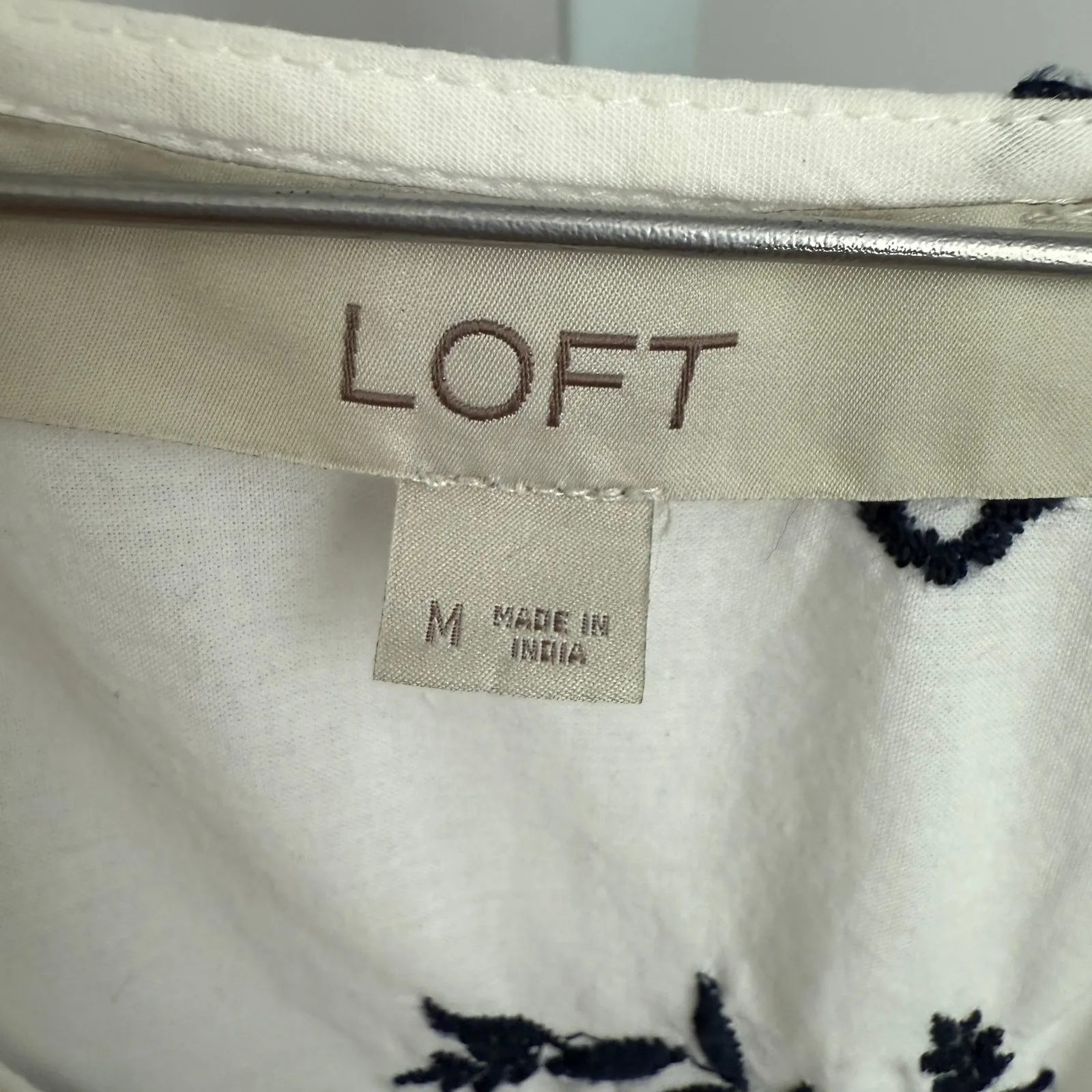 LOFT White Floral Embroidered Ruffle‎ Sleeve Blouse Top - Image 6