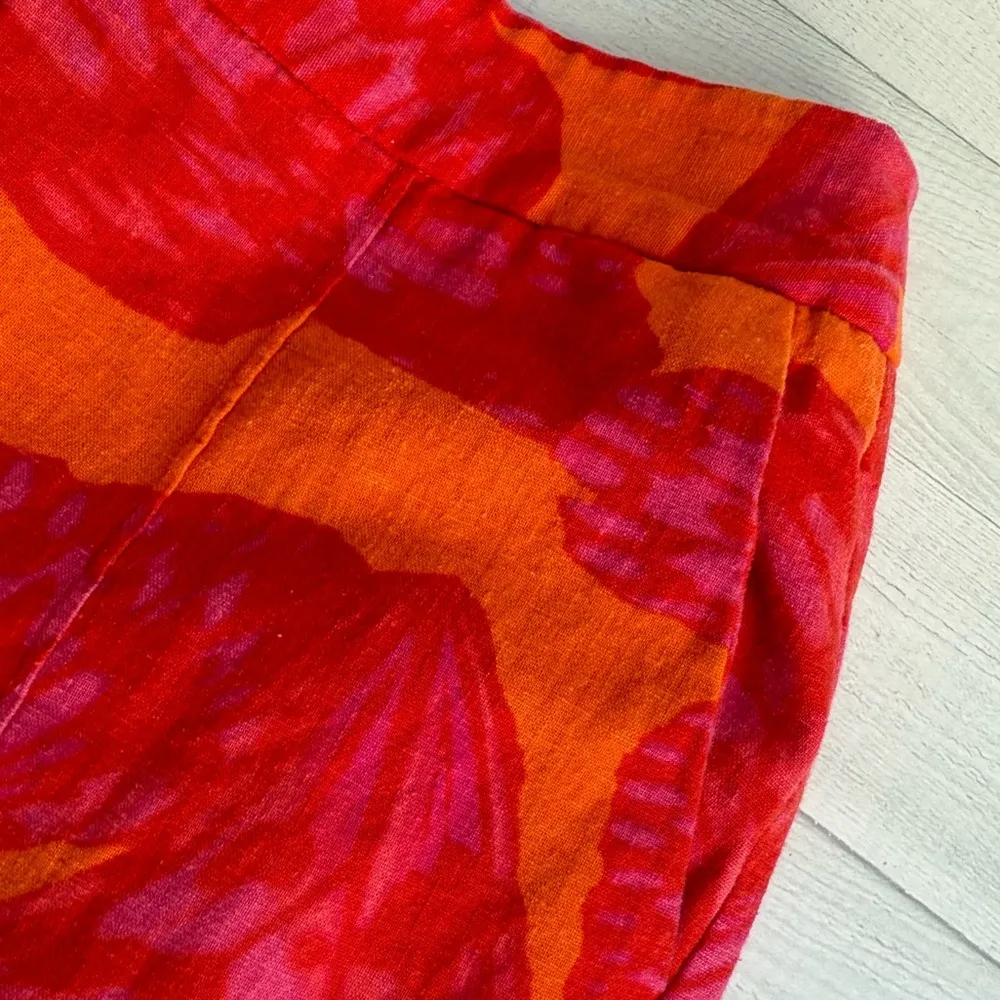 Scoop High Waist Wide Leg Red & Orange Printed Linen Blend S - Image 8