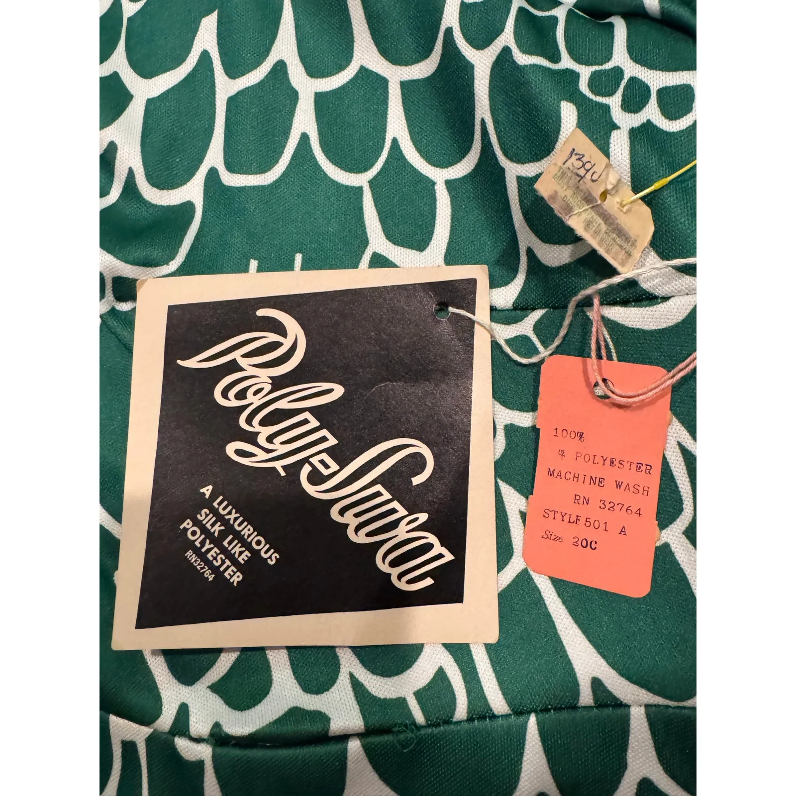 NWT Deadstock 60s Emilio Borghese x Lane Bryant Mod Dress Green White Print XL - Image 12