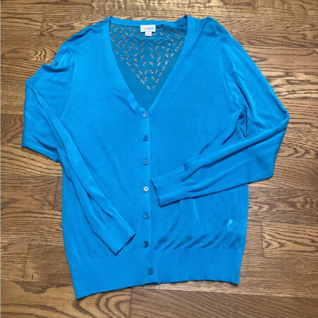 LulaRoe Cheryl lightweight cardigan. Deep turquoise. Size Medium - Image 8