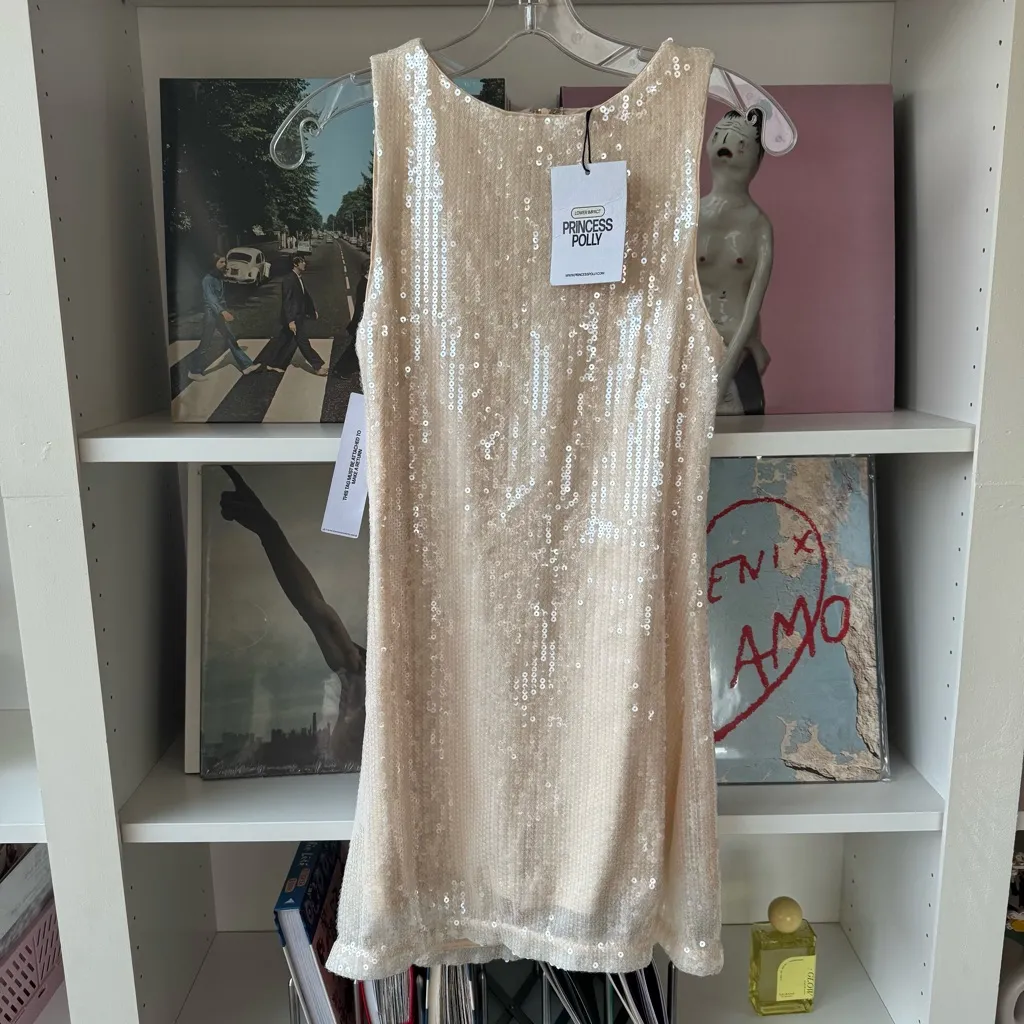 NWT PRINCESS POLLY Sequin Yumiko Romper Champagne Sparkle - Image 6