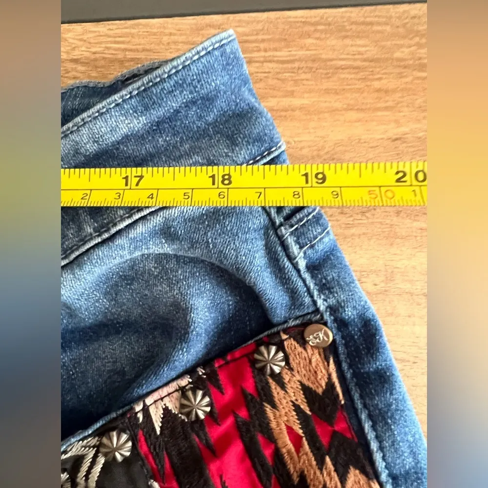 Sterling Creek Western Style Patched Up Blue Denim Shorts Size XL Size 14 - Image 6