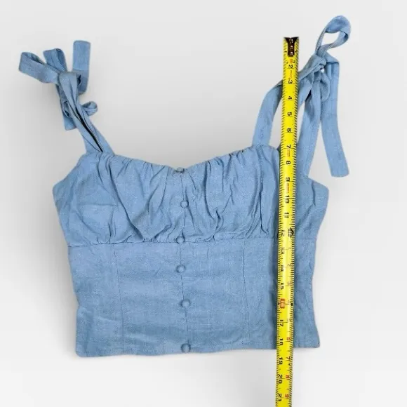 Sienna Sky Cropped Corset Cami Tops Womens Size M Blue and Green Tie Straps Set - Image 12