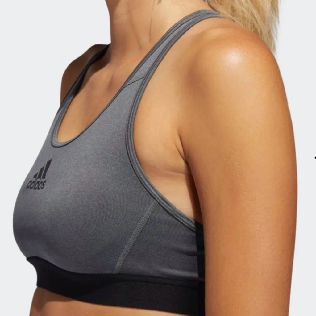 🆕 NWT Adidas Don’t Rest Sports Bra Racerback Mesh Sheer Stretch Grey Black XS - Image 4