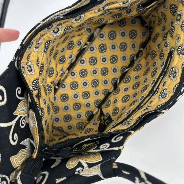 Vera Bradley Sherry Mini Tote in‎ Yellow Bird Quilted Black & Yellow Handbag - Image 5