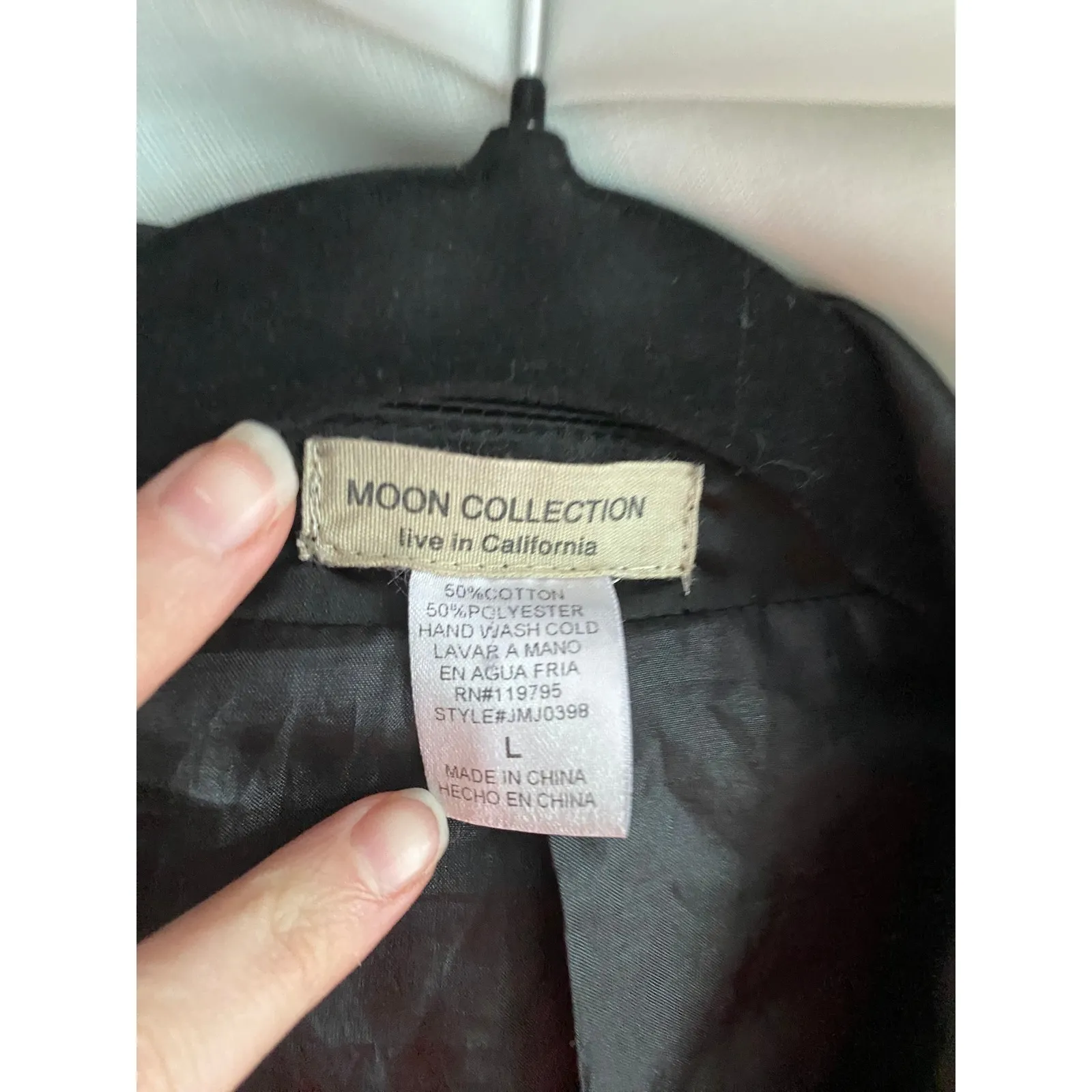 Moon Collection Double Breasted Black Trench Coat A Line Jacket Large Twee Femme - Image 4