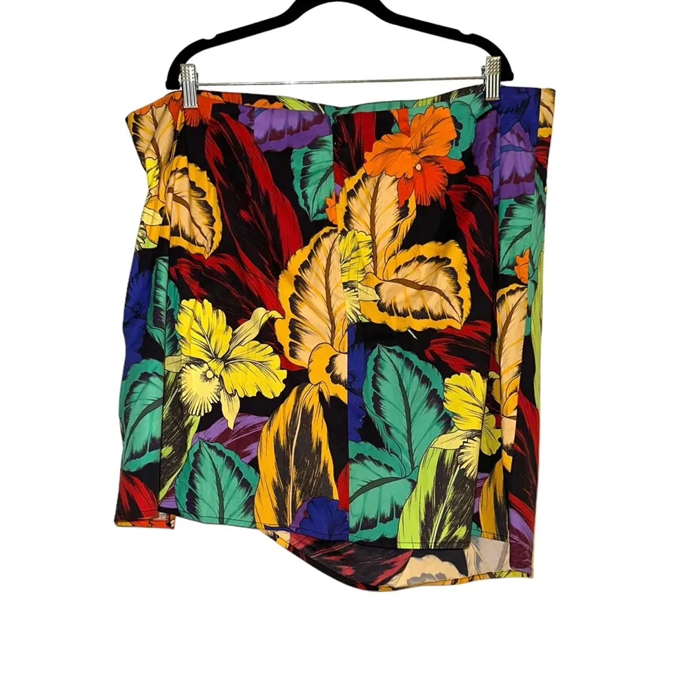 NWT Eloquii Tropical Asymmetrical Ruched Side Mini Skirt 18 - Image 4