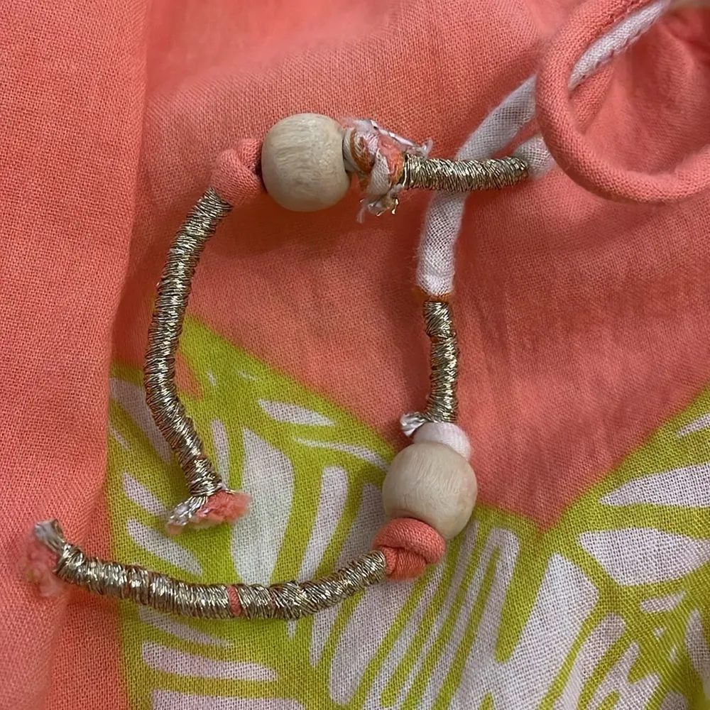 True Destinations Coral Floral Swimsuit Cover Up Womens Size Small Beach Orange - Image 9