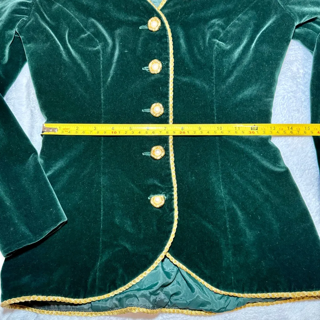 Vintage Emerald Velvet Noble Court Skirt Suit Renaissance Faire Fantasy Cosplay Green Size 2 - Image 6