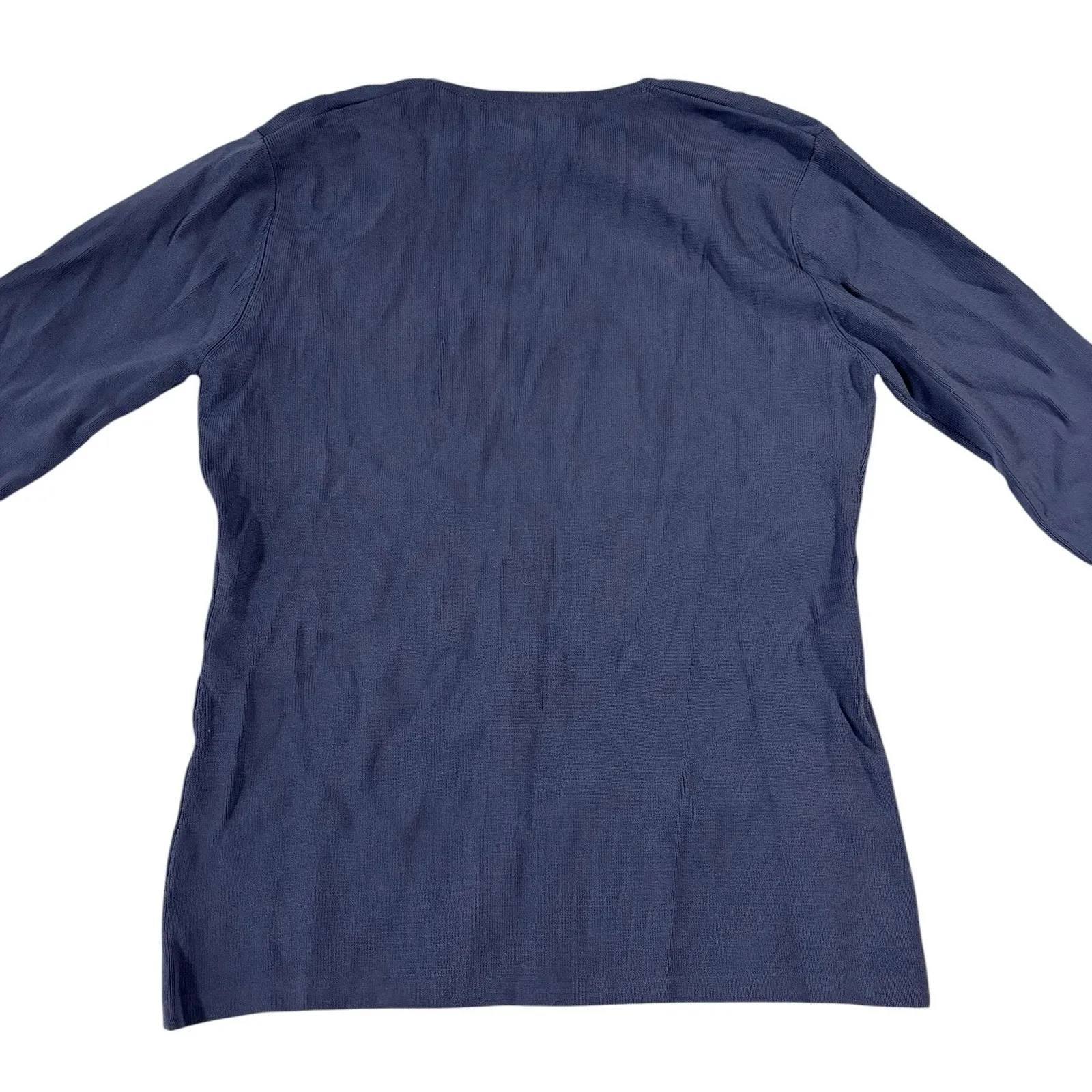 Joseph A Womens Sz Large Blue Knit  Square Neck Sweater 3/4 Sleeve Viscose‎ - Image 2