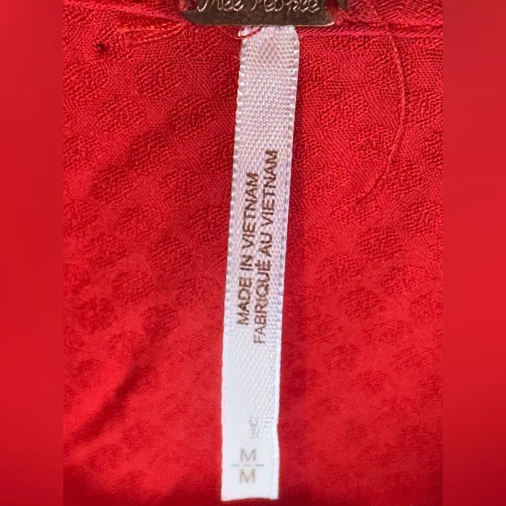 Free People Women's Cherry Crush Warm Glow Mini Dress w/ Ruffle Lace Trim Medium - Image 3