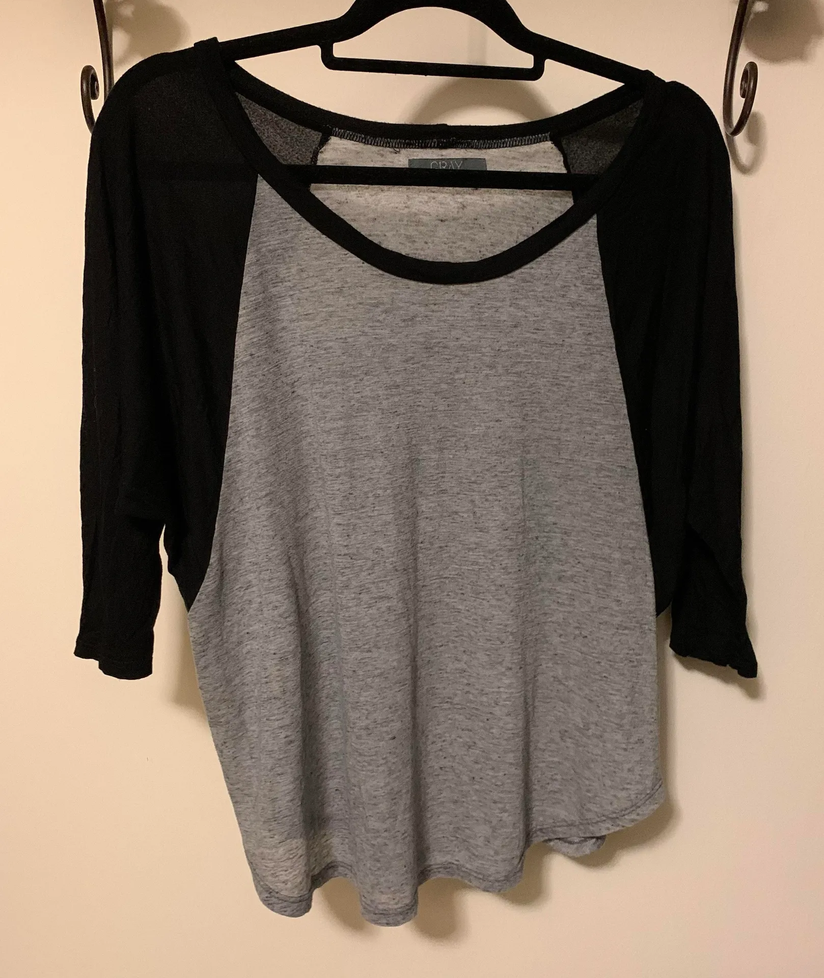 Saks 5th Avenue Black And Grey Baseball Tee - Image 2