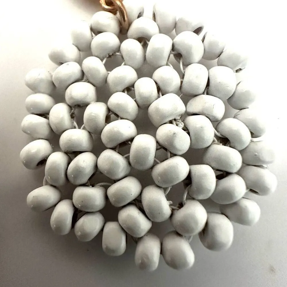 J Bloom white and gold beaded circle earrings - Image 3