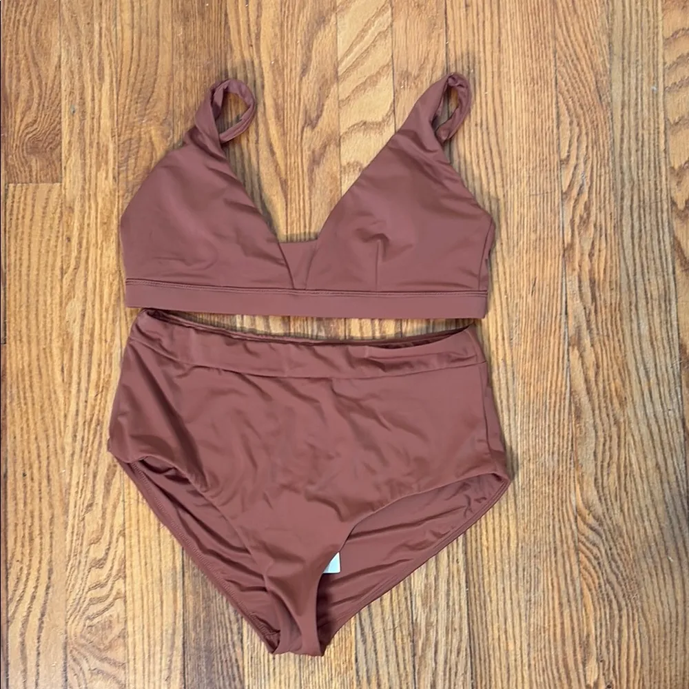 Andie Bikini Set Tahiti Top Wide Band High Waisted Bottom‎ Sequoia Sz M NWT/NWOT - Image 2