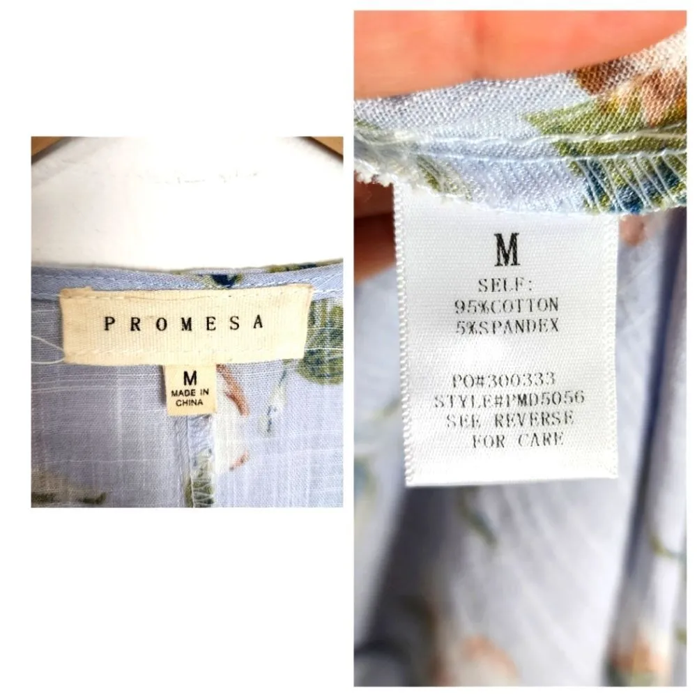 Promesa High-low Wrap Dress Light Blue Floral Asymmetrical Spring Summer Sz M - Image 3