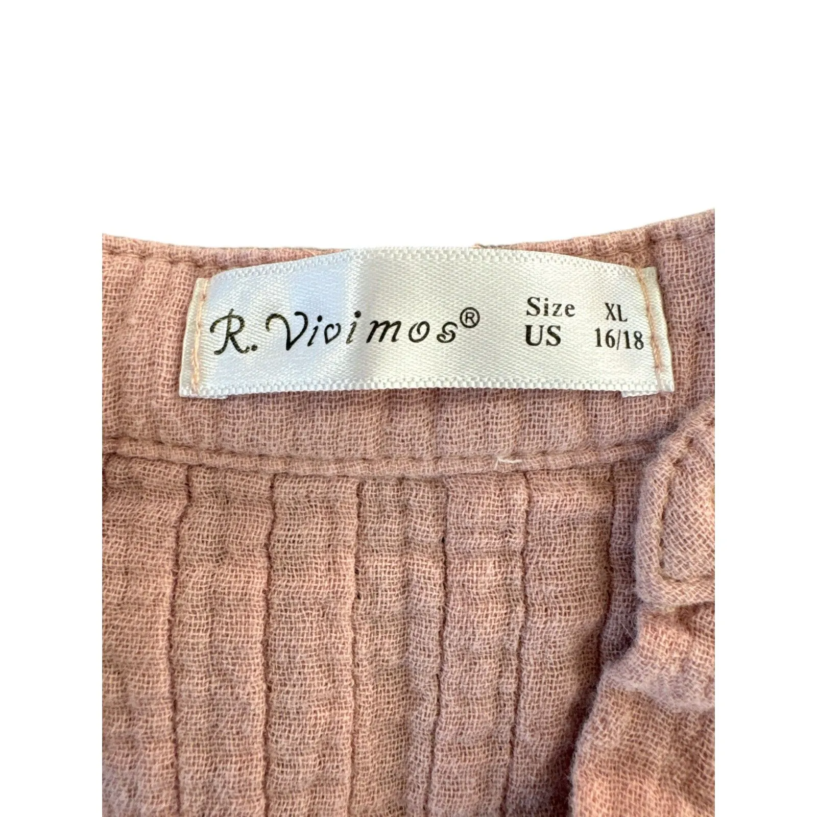 R. Vivimos Cotton Gauze Tunic‎ Dress L/ XL Pink - Image 5