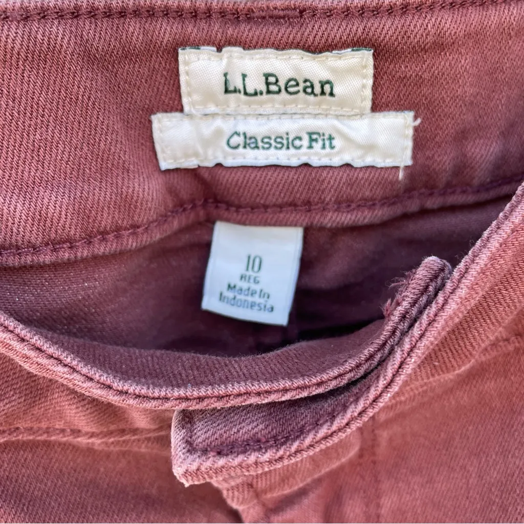 L.L. Bean Women's Straight Leg Jeans in Burgundy 91% Cotton Size 10 Red - Image 3