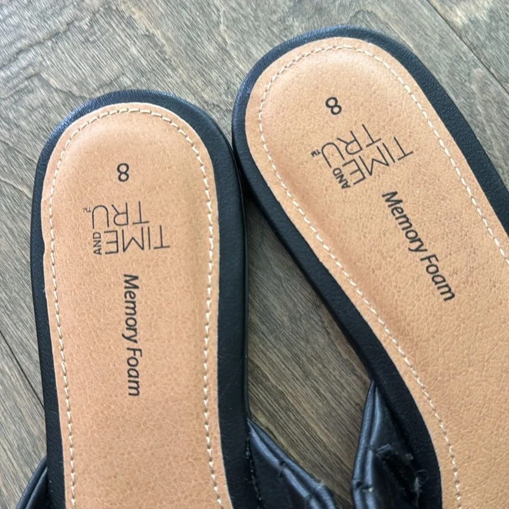 Time and Tru Women's Slip on Woven Twist Black Dress Mules Flats Size 8 - Image 4