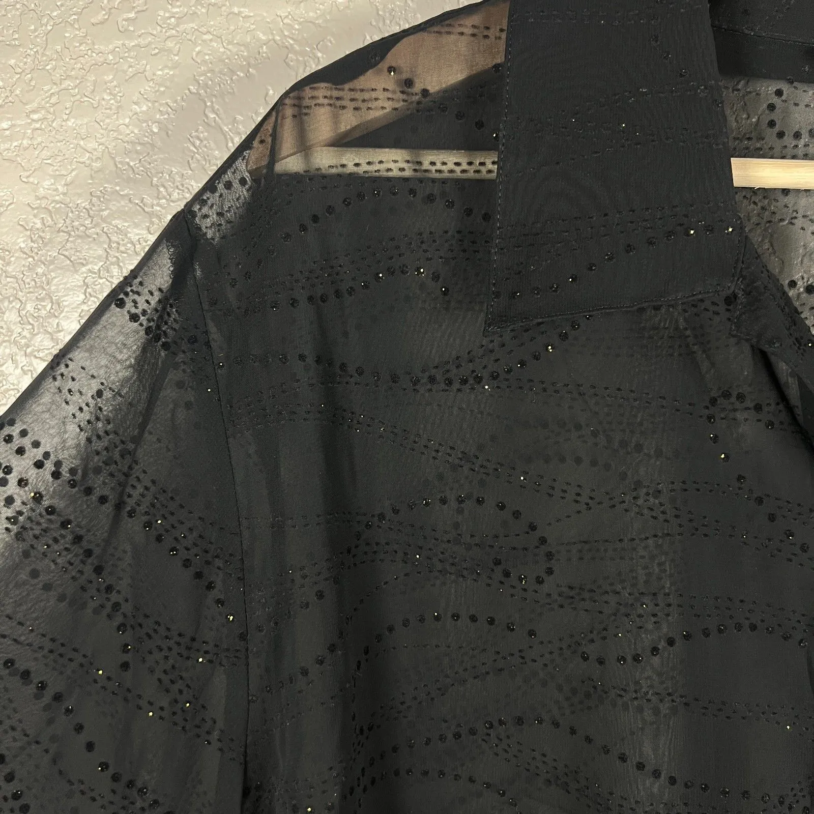 Sheer Velvet Black Womens Button Top Size 3XL (by measurement) Y2K Whimsigoth - Image 3