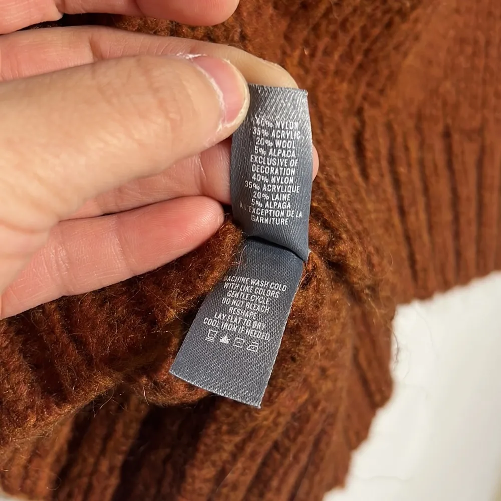 Aerie Rust Orange Knit Chunky Tie Open Back Wool Alpaca Mix Sweater Size XS - Image 10