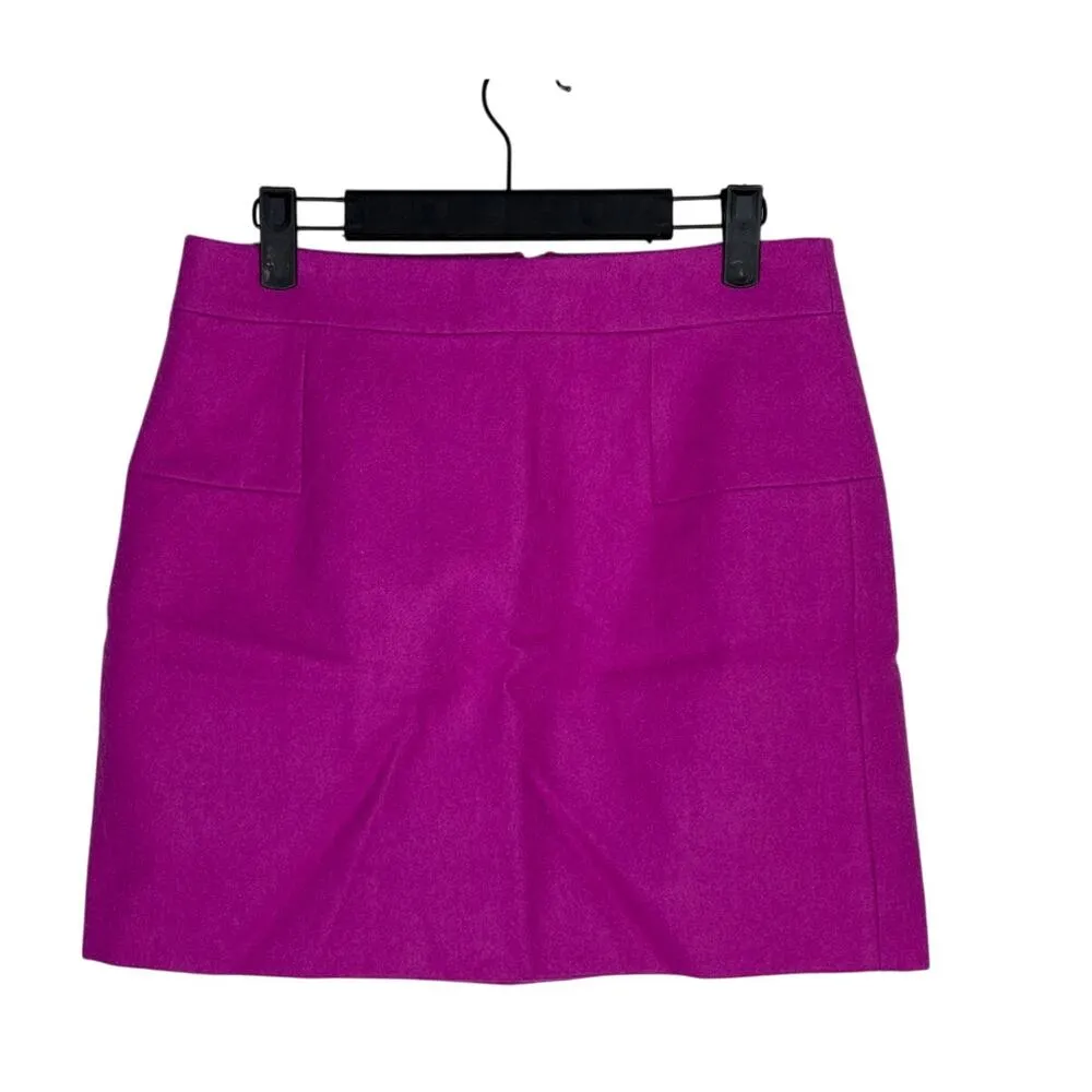 J.Crew Wool Blend Mini Skirt Lined Lightweight Back Zip Up 4 Fuchsia Pink #3330 - Image 10