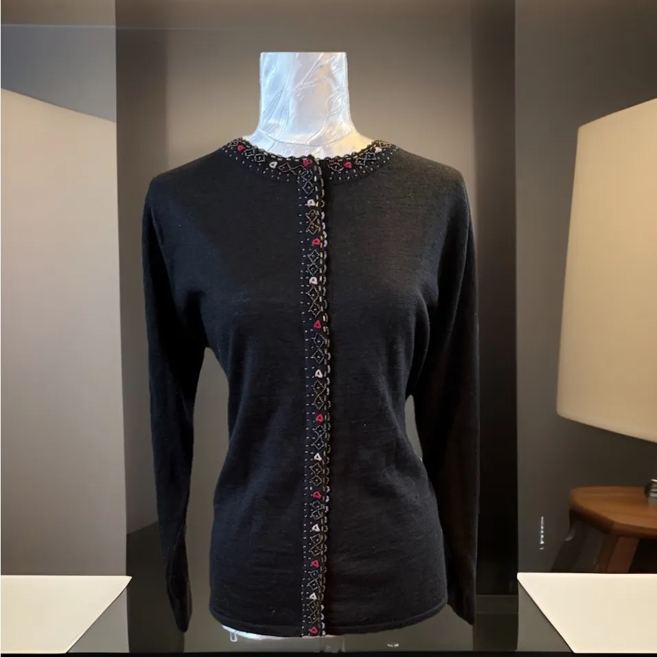 Vintage Erika Black Beaded cardigan - Image 5