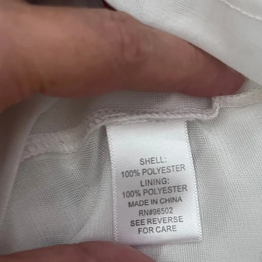 KRAZY KAT Popover Womens Blouse 2XL White 3D Polka Dot Ruffle Cottage Core Fairy - Image 10