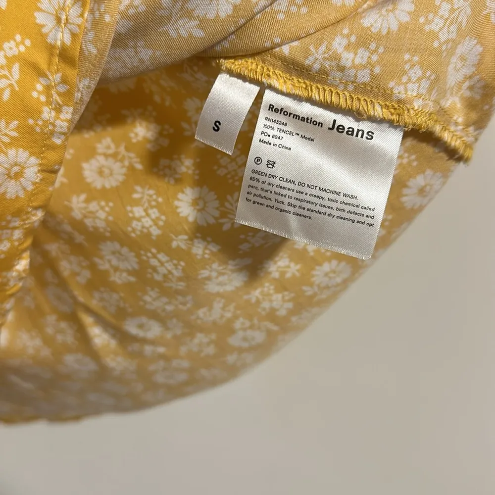 Reformation jeans Maison Yellow Floral mini Dress size Small a line slip - Image 5