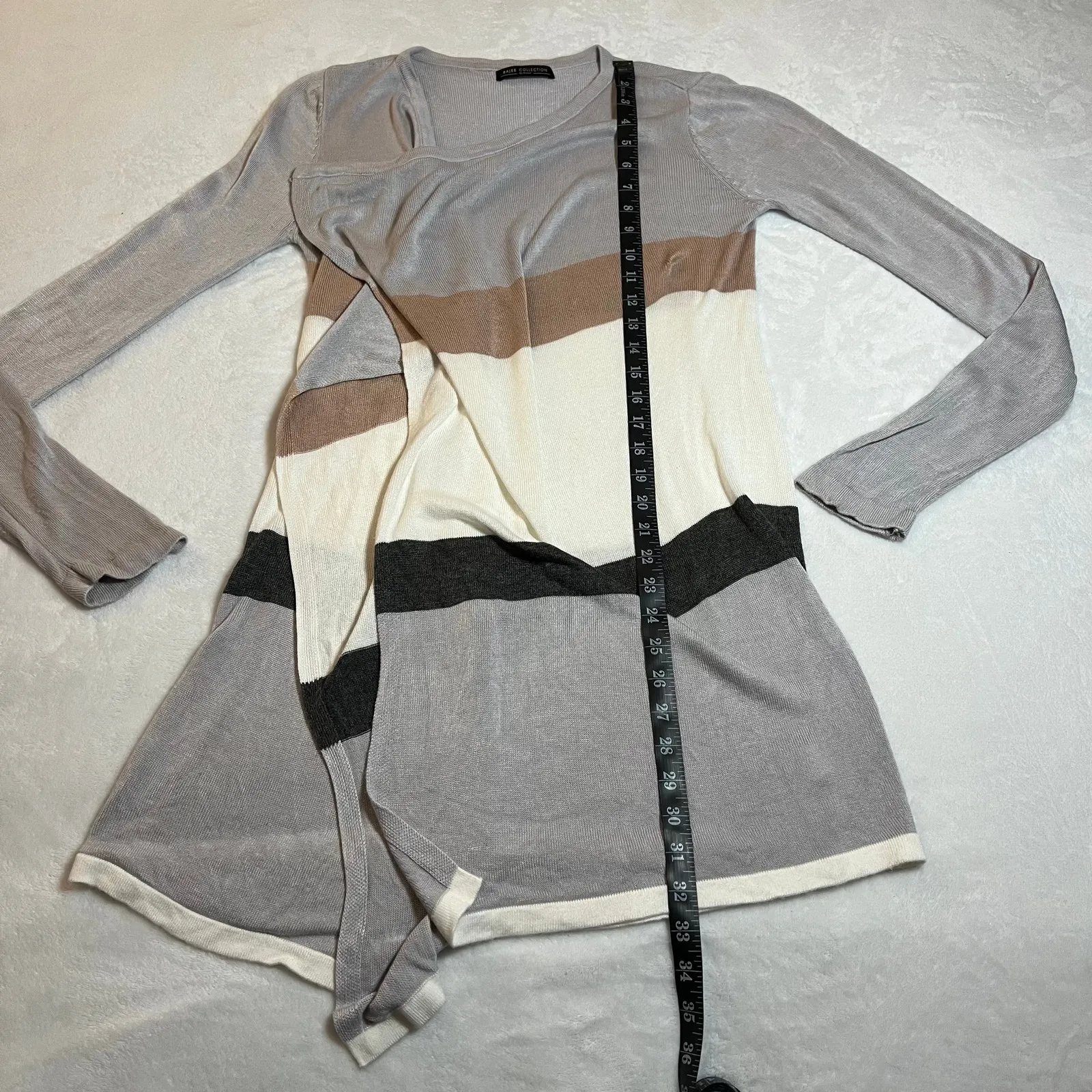 Bajee Collection by Becool Stripe Open Front Lightweight Cardigan Size S Casual Gray - Image 6