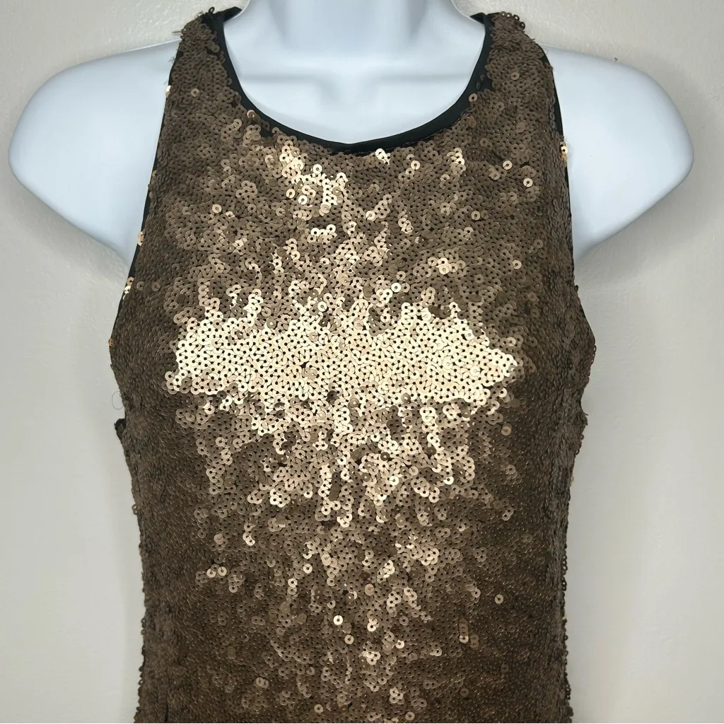 Dynamite Robe a Paillettes Sleeveless Bodycon Sequin Matte Bronze Dress Sz S NWT - Image 5
