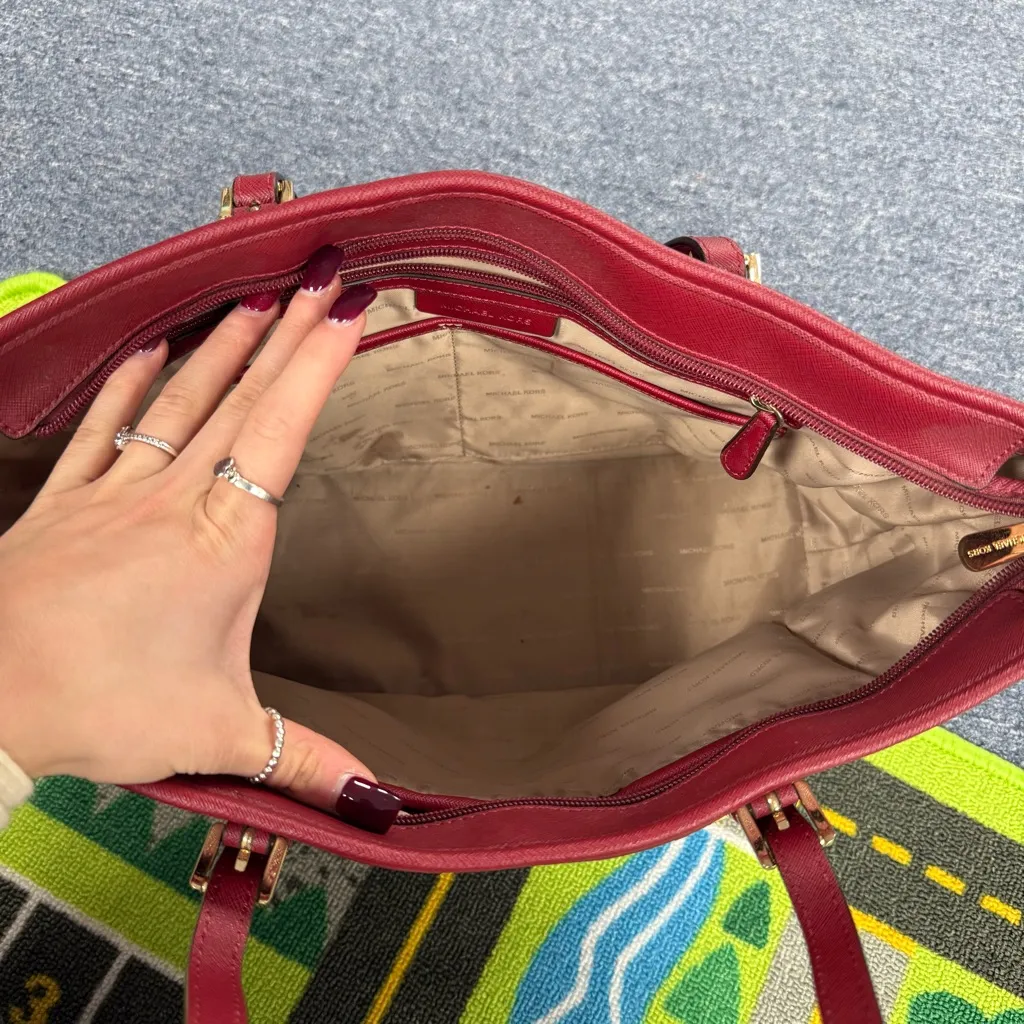 Michael Kors Red Wine Tote Bag Purse - Image 2