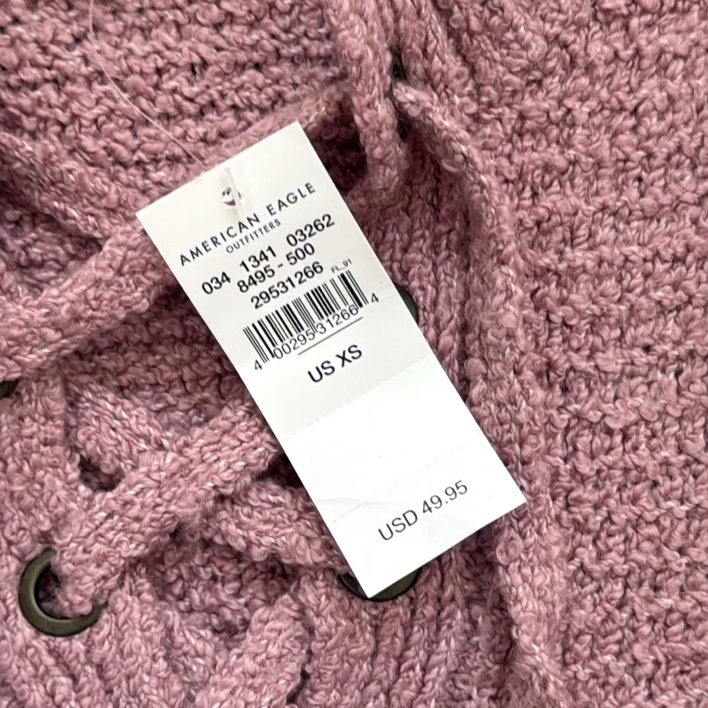 American Eagle Outfitters Mauve Lace-Up Sweater - Image 9