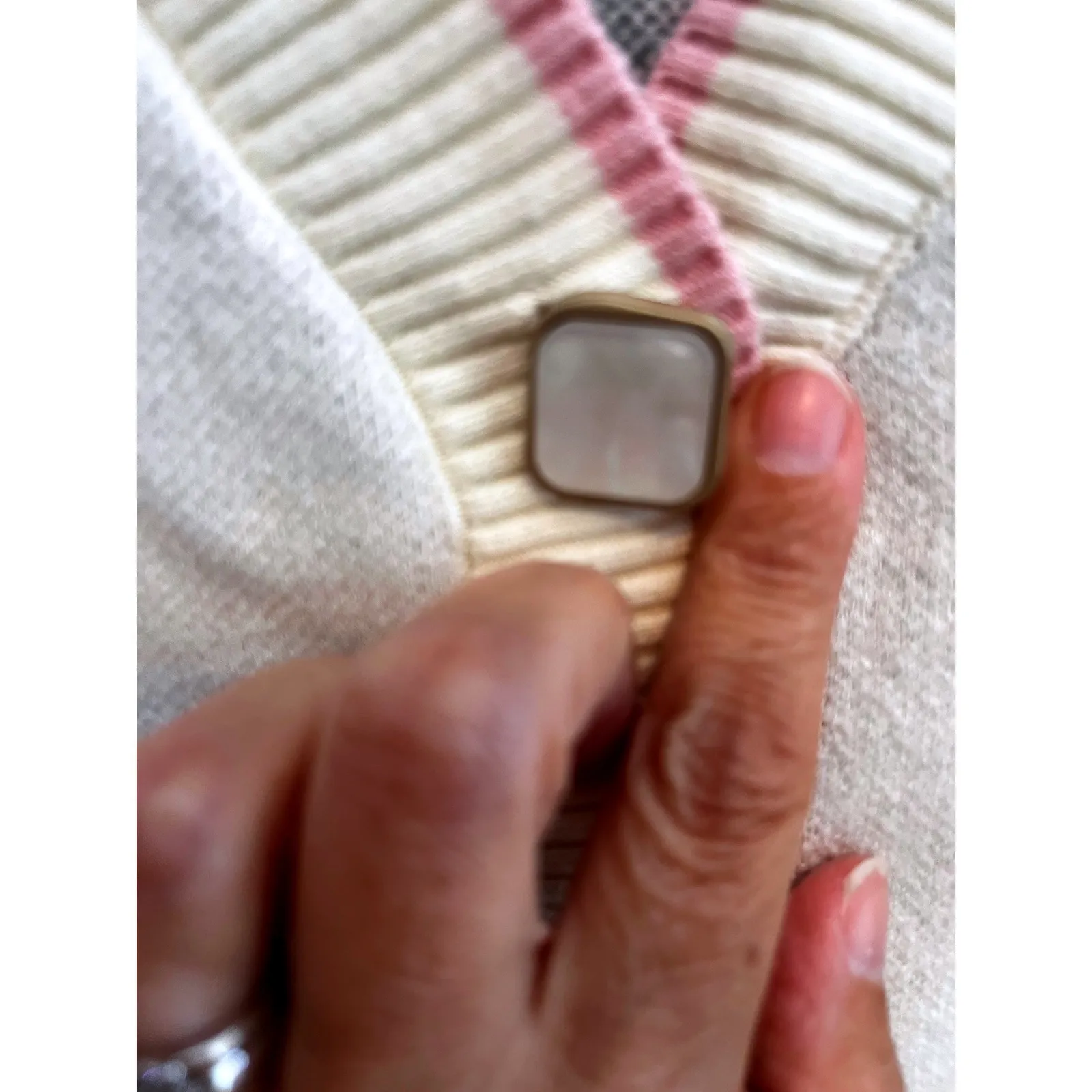 Peach Print Cardigan Sweater Button Down Knitwear Aesthetic Cute Outfit‎ Pink Size M - Image 9