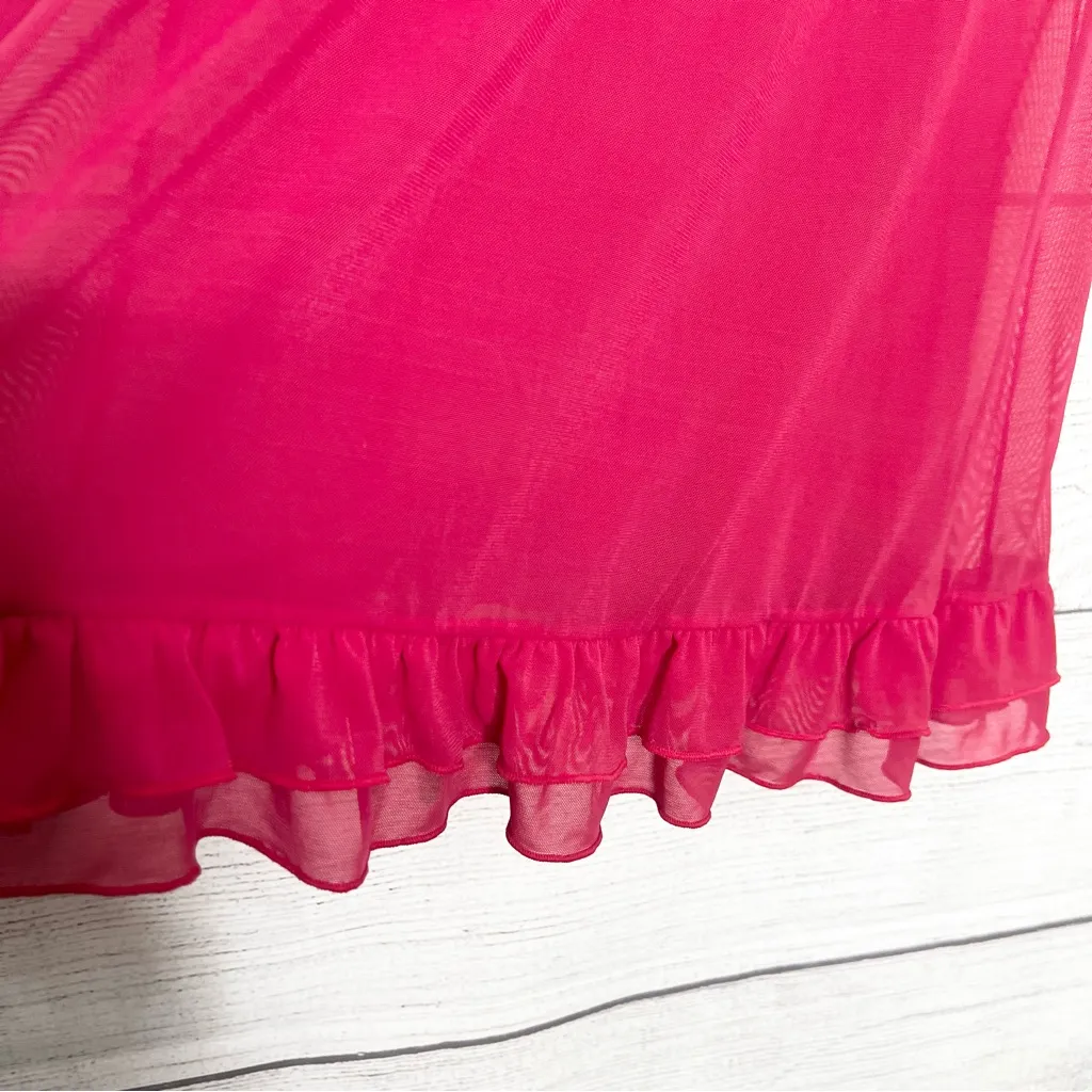 Gilligan & O’Malley Red & Black Lace Babydoll Chemise Sheer Lingerie Size Large - Image 6