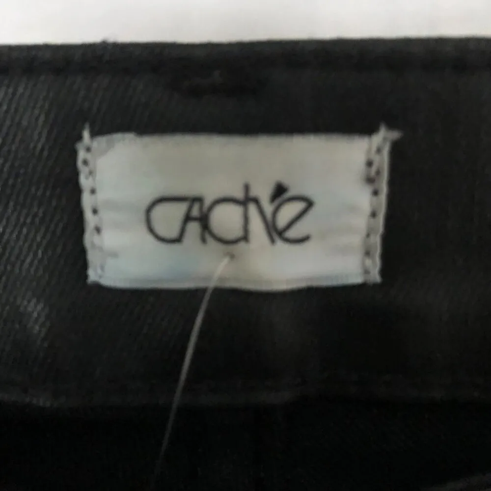 Cache Black Coated Cotton Jean Pant Skinny Slim 5 Pocket Stretch New NWT $158 - Image 8