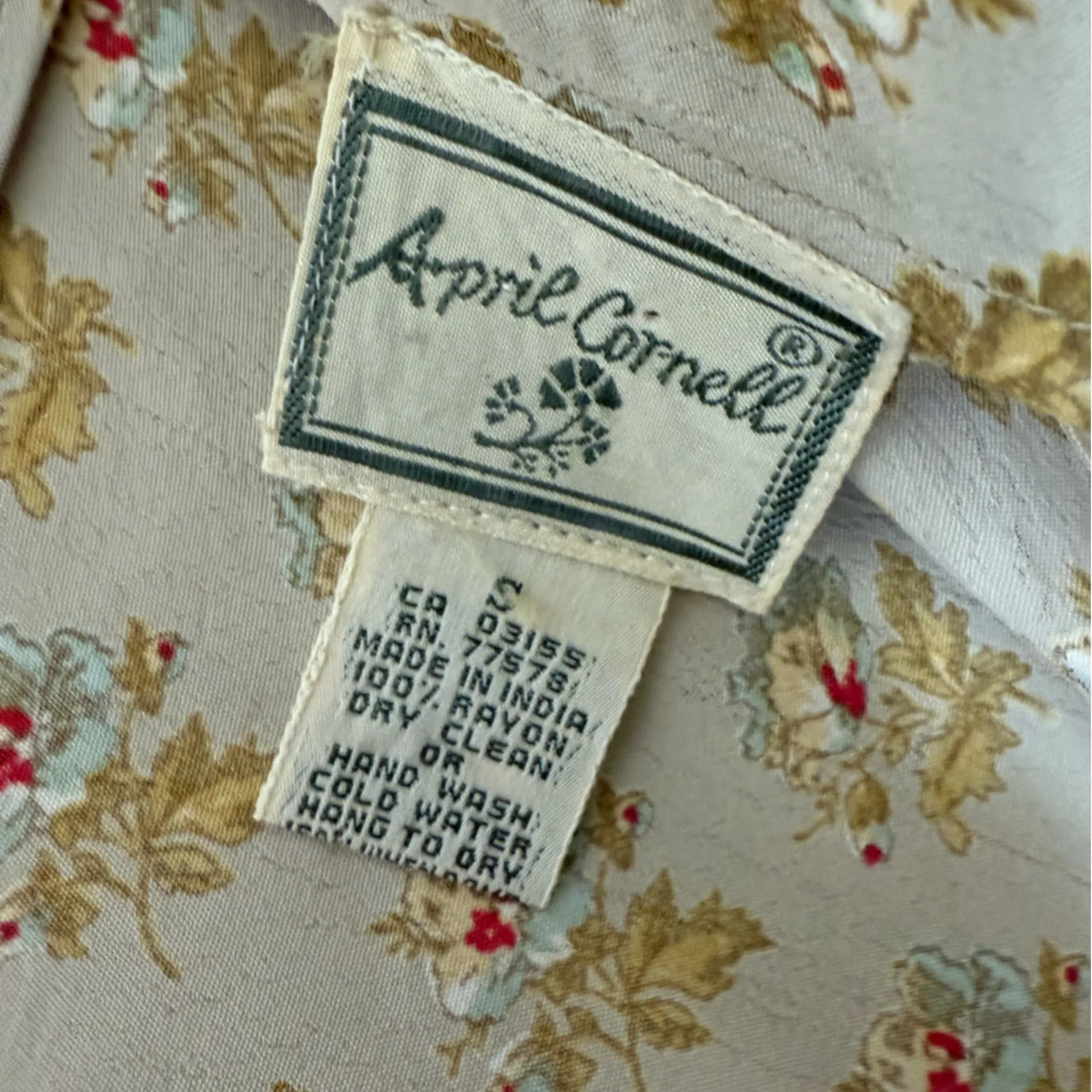 April Cornell vintage Cream and mustard Floral ruffle back midi/Maxi Skirt S Yellow - Image 7