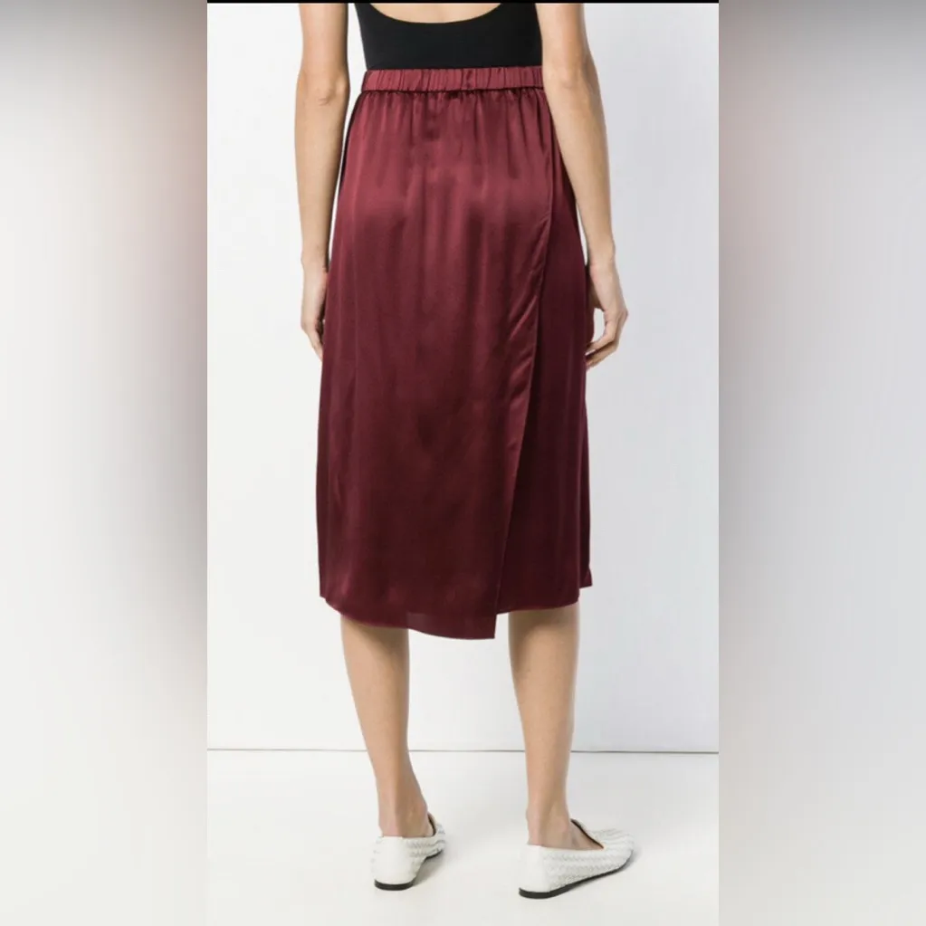 Vince Red Merlot Silk Midi Slip Skirt | S - Image 2