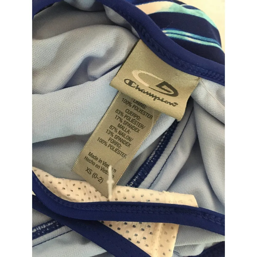 Champion Blue & White Paint Splatter Pattern Mesh Racerback Swimsuit - Image 4