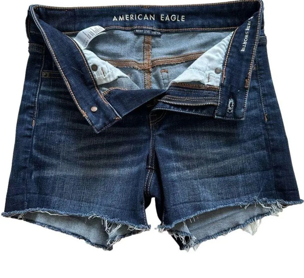American Eagle Jean Shorts Next Level Stretch Hi Rise Shortie Distressed Size 2 - Image 6
