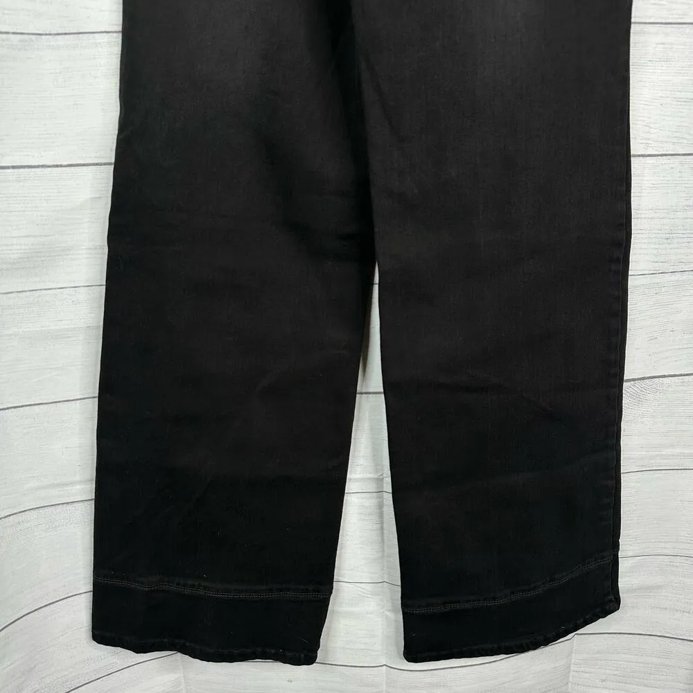 Free People Womens size 27 Wide Leg Dark Black Denim Jeans Adjustable Waist - Image 7