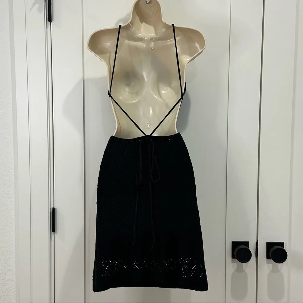 NWT Sage The Label Pointelle Halter Mini Dress Large Crochet Beach Cocktail Chic - Image 5