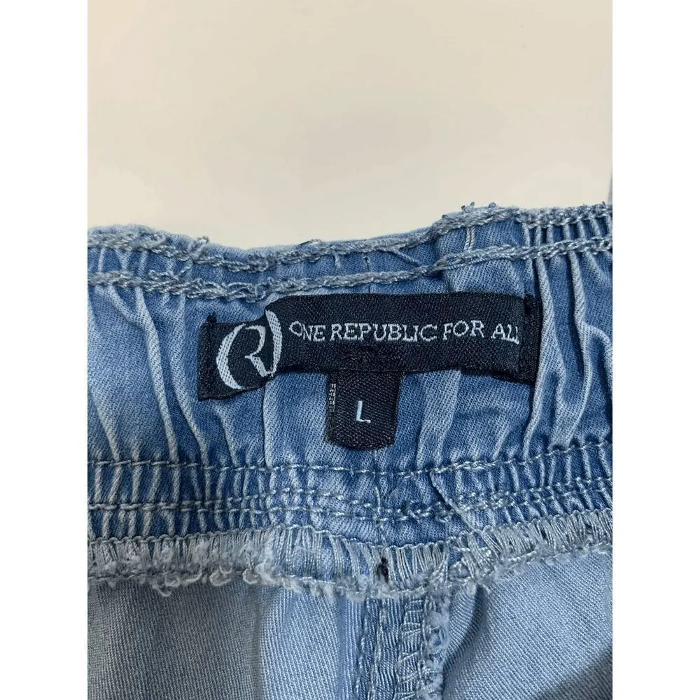 One Republic For All Womens Denim Pants Drawstring Stretch Waist Blue Large - Image 7