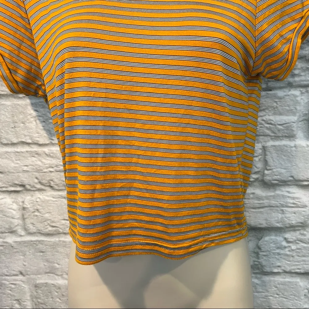 “Hey Girl” Women’s M Orange Stripe Short Sleeve Fitted Shirt - Image 9