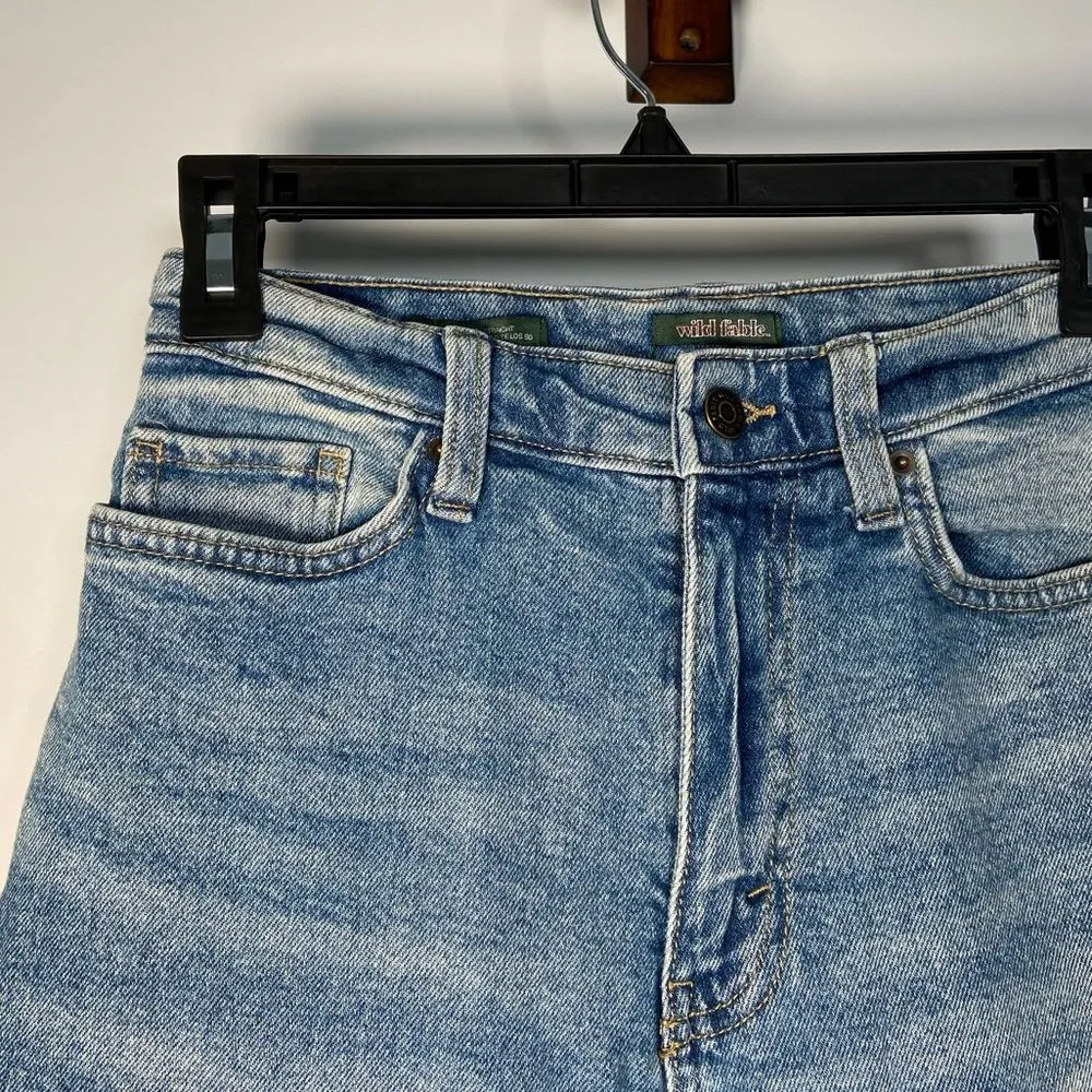 Wild Fable High Rise Straight Leg 90s Jean Ripped Distressed Baggy Boho Size 0 - Image 4