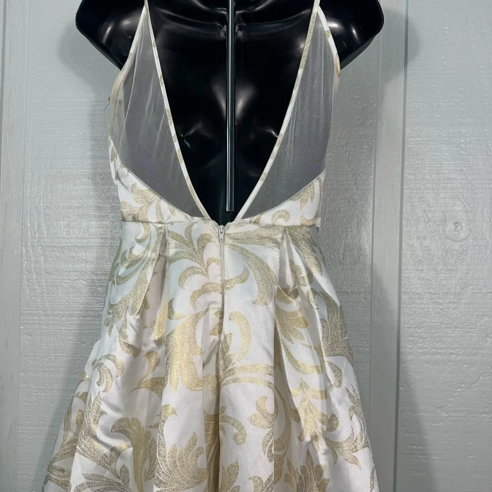 Sequin Hearts White and Beige High Low Spaghetti Strap Dress Size 3 EUC - Image 12