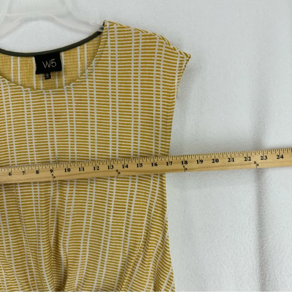 W5 Short Sleeve Striped T Shirt Blouse Womens Large Yellow - Image 4