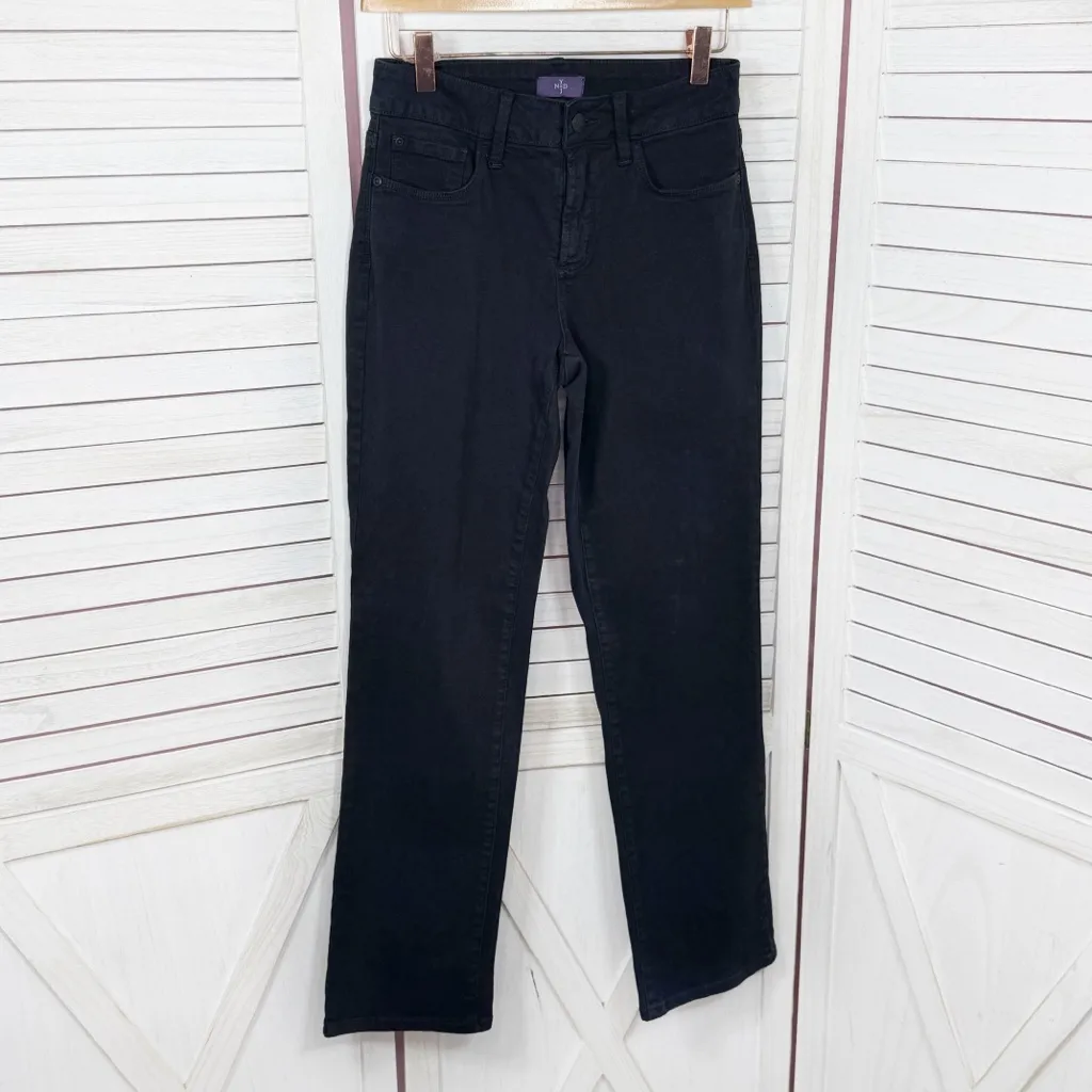 NYDJ Petite Rhinestone Pocket Straight Leg Slimming Jeans Black 2P - Image 3